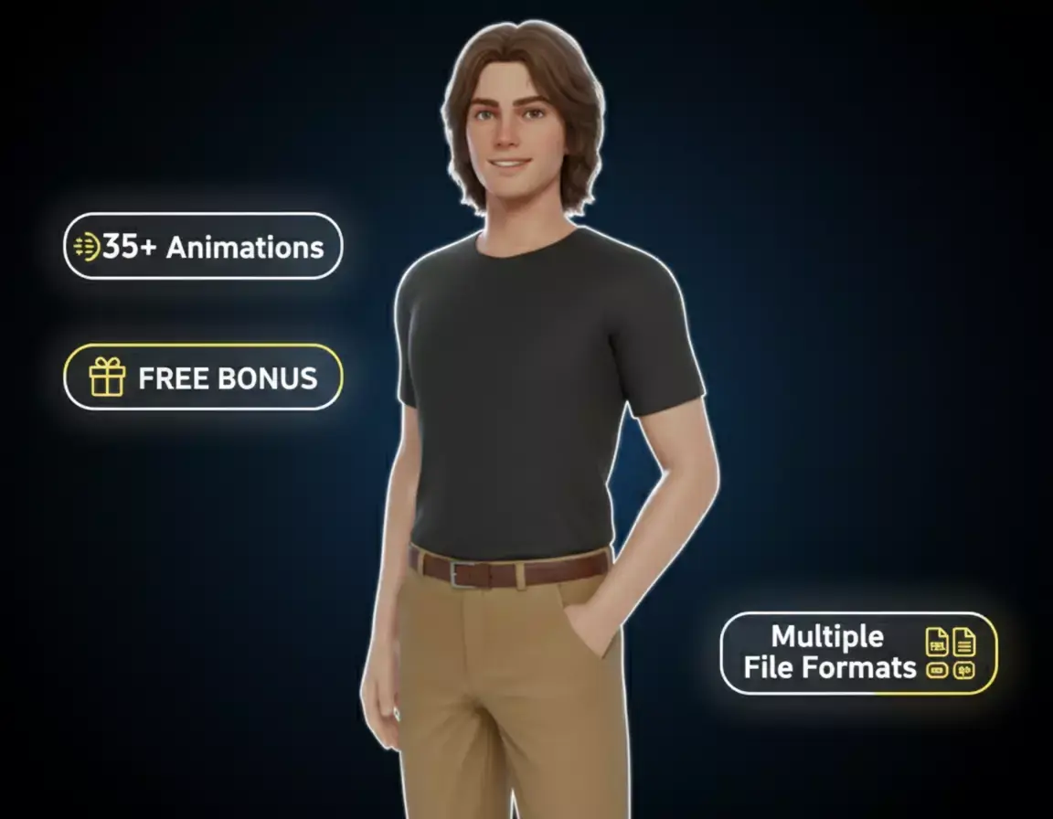 Ultimate Man Pack with 35 Animations Low-poly 3D model