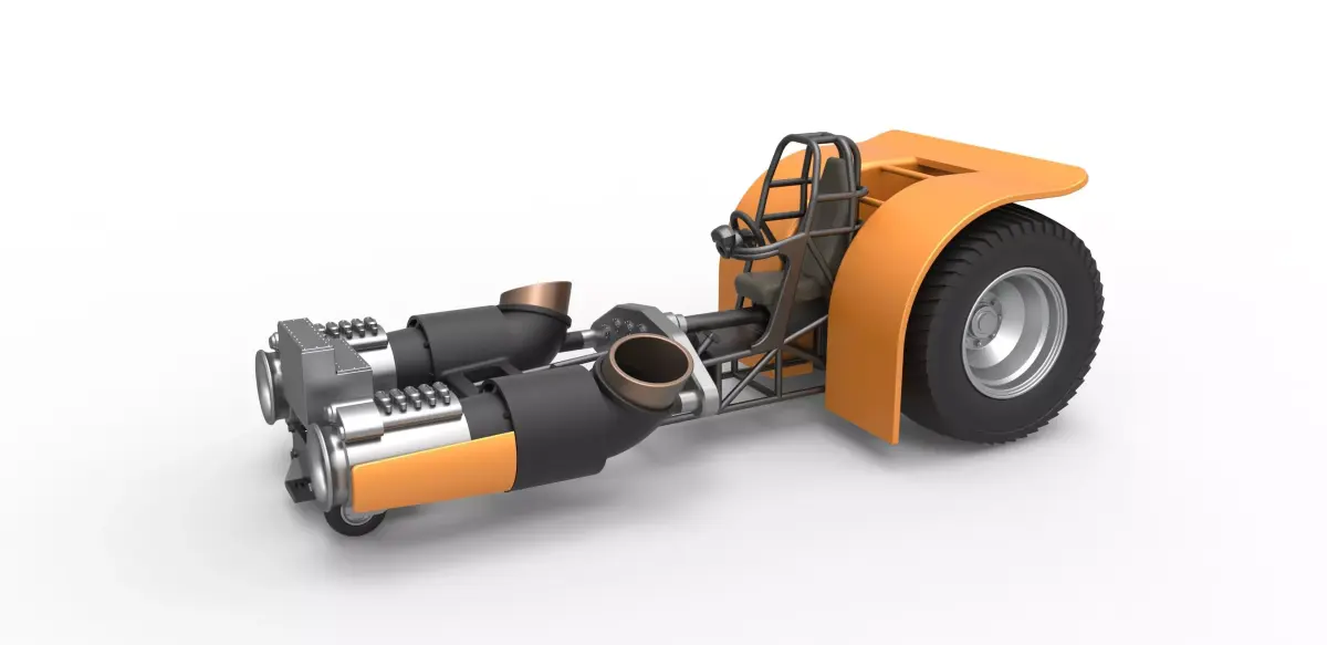 Pulling tractor with 2 jet engines Scale 1 to 25 3D print model