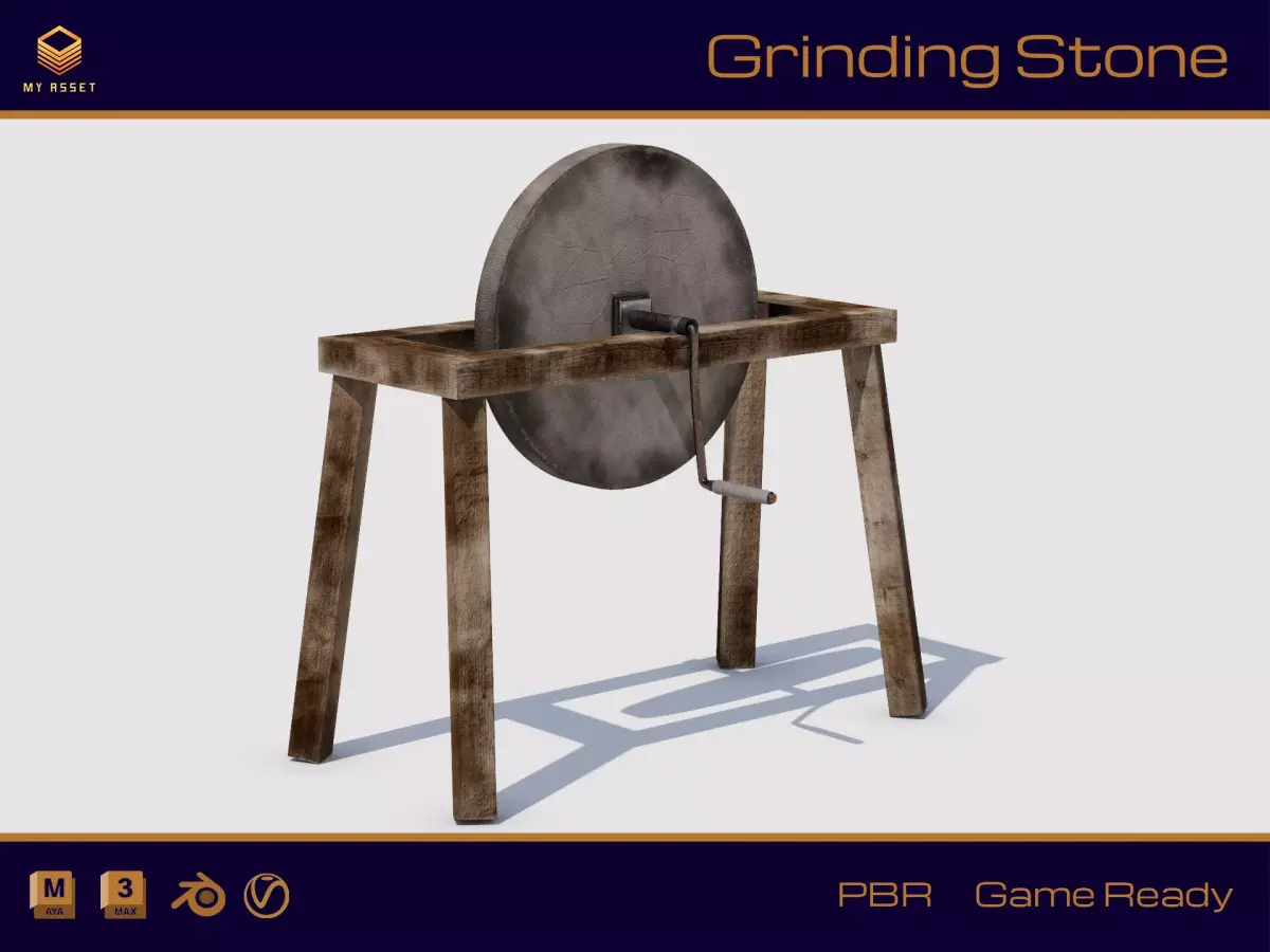 Grinding Stone Low-poly 3D model