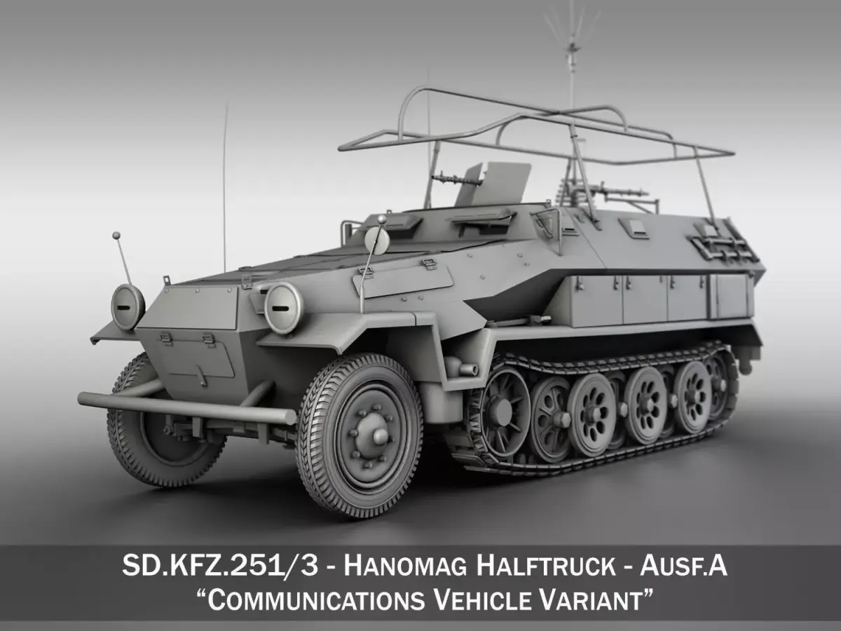 SD KFZ 251 3 IV Ausf A - Hanomag Radio and Command Vehilce 3D model