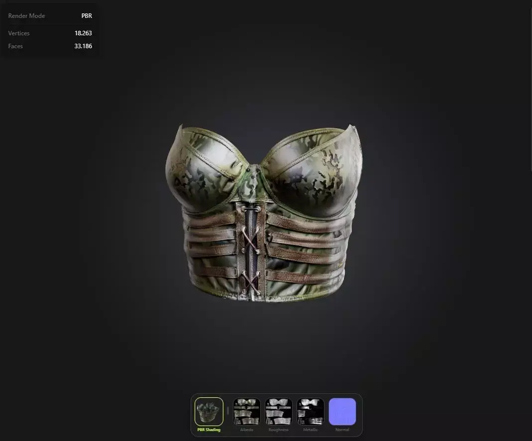 military Corset game ready UE5 PBR Low-poly 3D model purchase