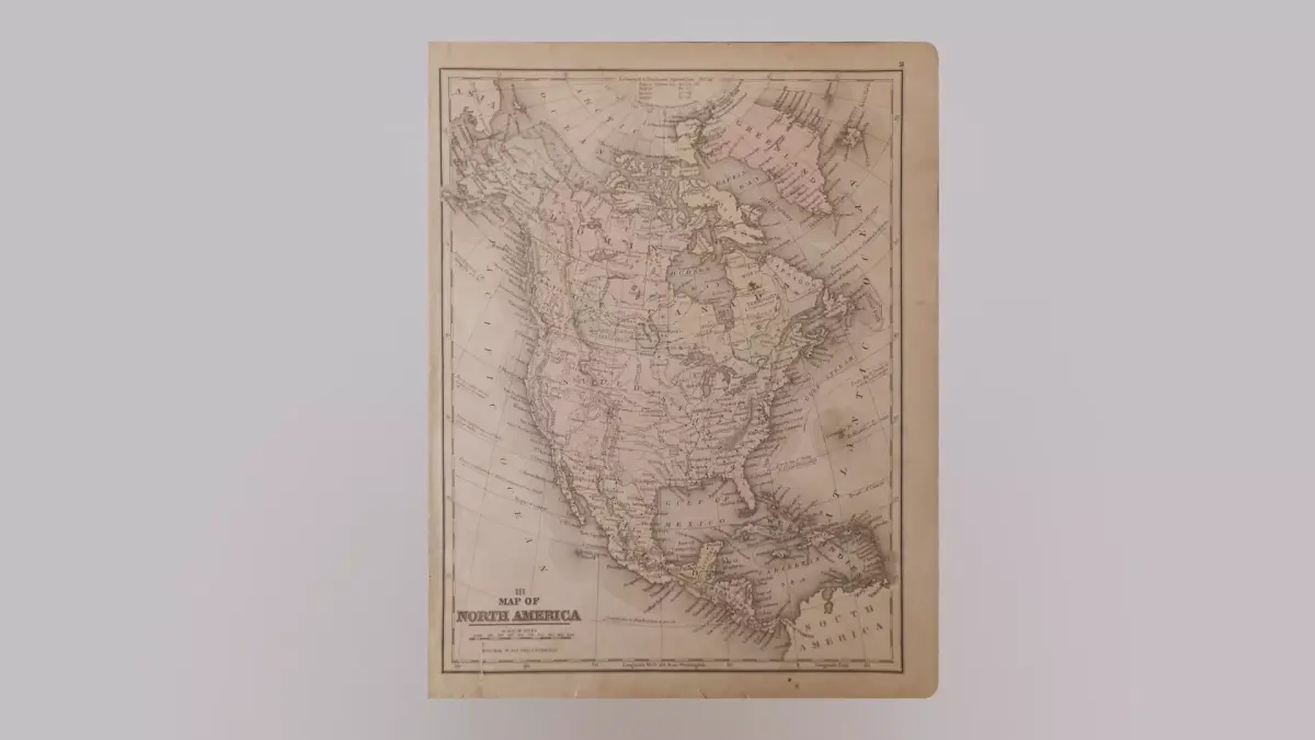 1800 Map of North America Low-poly 3D model