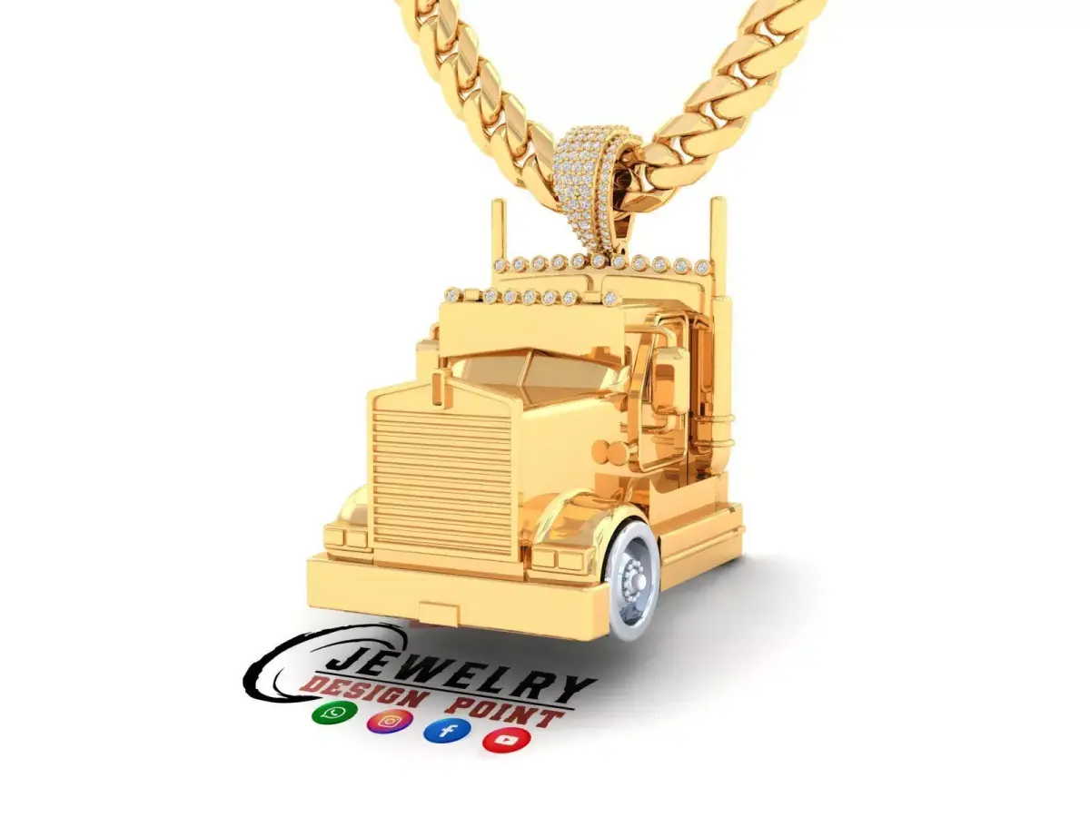 Custom Semi Truck Diamond Pendant - Rig Truck Vehicle Diamond  3D print model