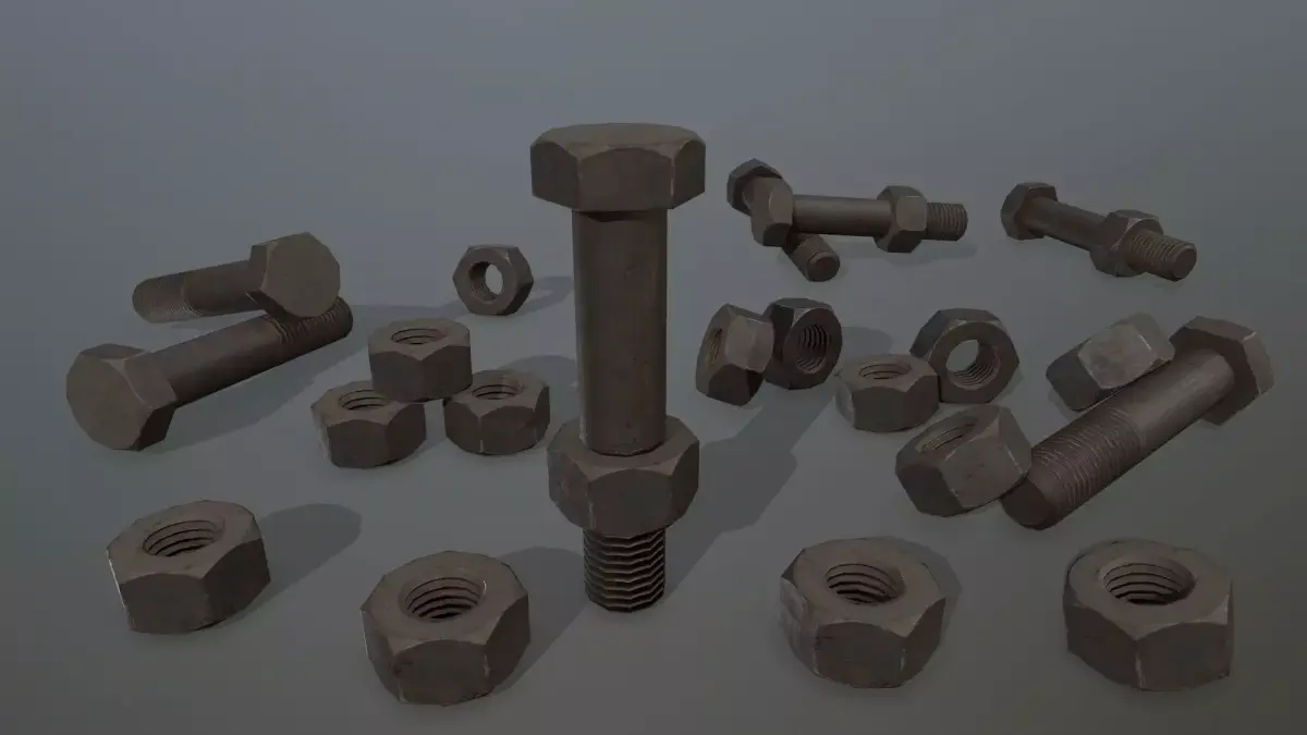 Bolts bolt and nut Low-poly 3D model