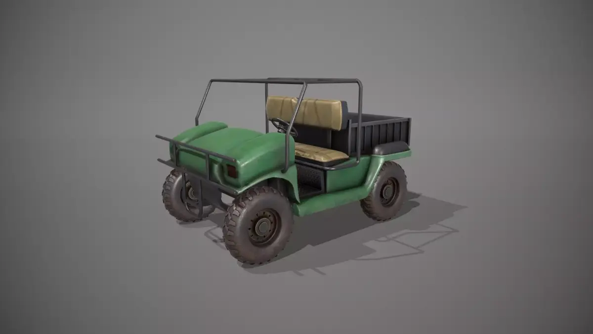 Stylized Green Golf Cart Low-poly 3D model