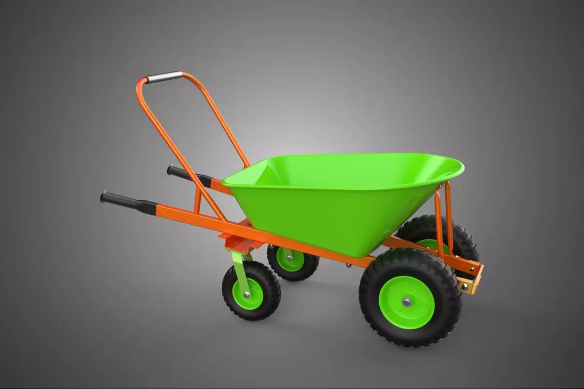 STURDY TIPPING FOUR CASTER WHEEL BARROW WHEELBARROW CART TROLLEY 3D model