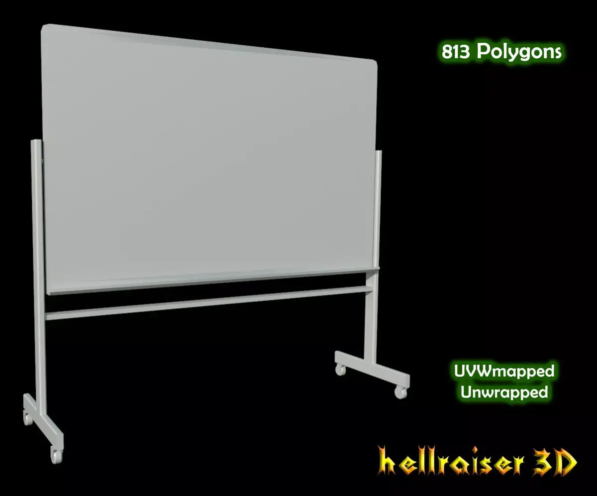 Whiteboard with stand Low-poly 3D model