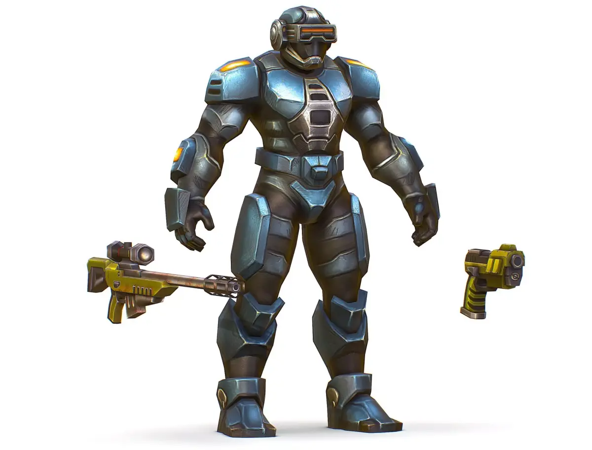 Sci-Fi Male Cyborg Drone Man Sniper Soldier Low-poly 3D model