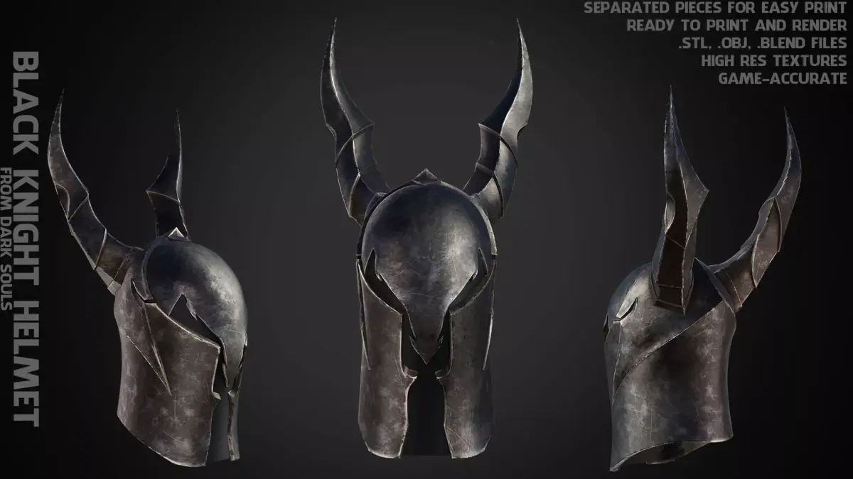 Dark Souls Black Knight Helmet for Cosplay 3D print model