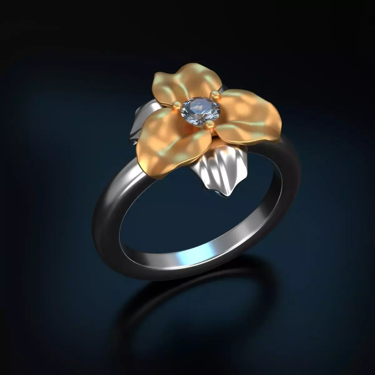 Two Part Printable Flower Ring  3D print model