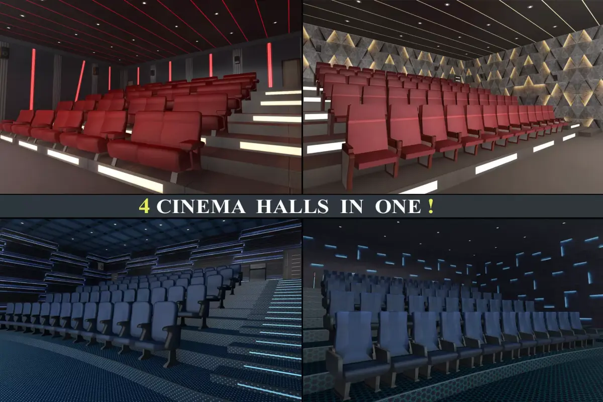 Cinema Halls Pack01 Low-poly 3D model