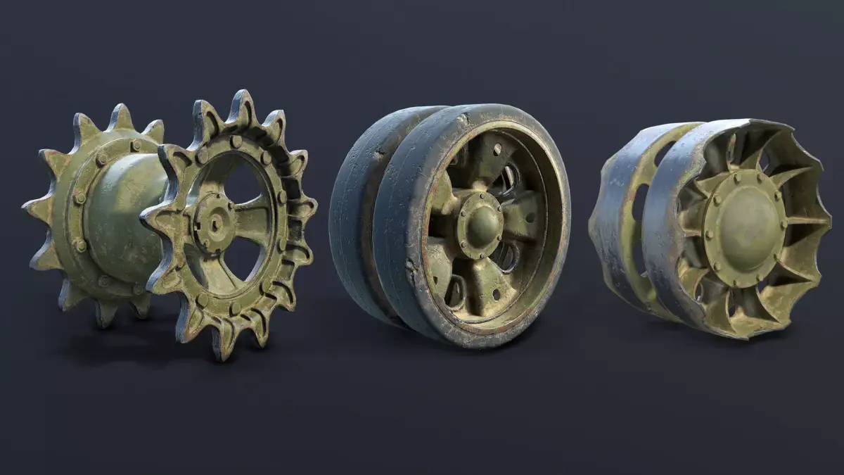 T-55 Tank Wheels Set Low-poly 3D model