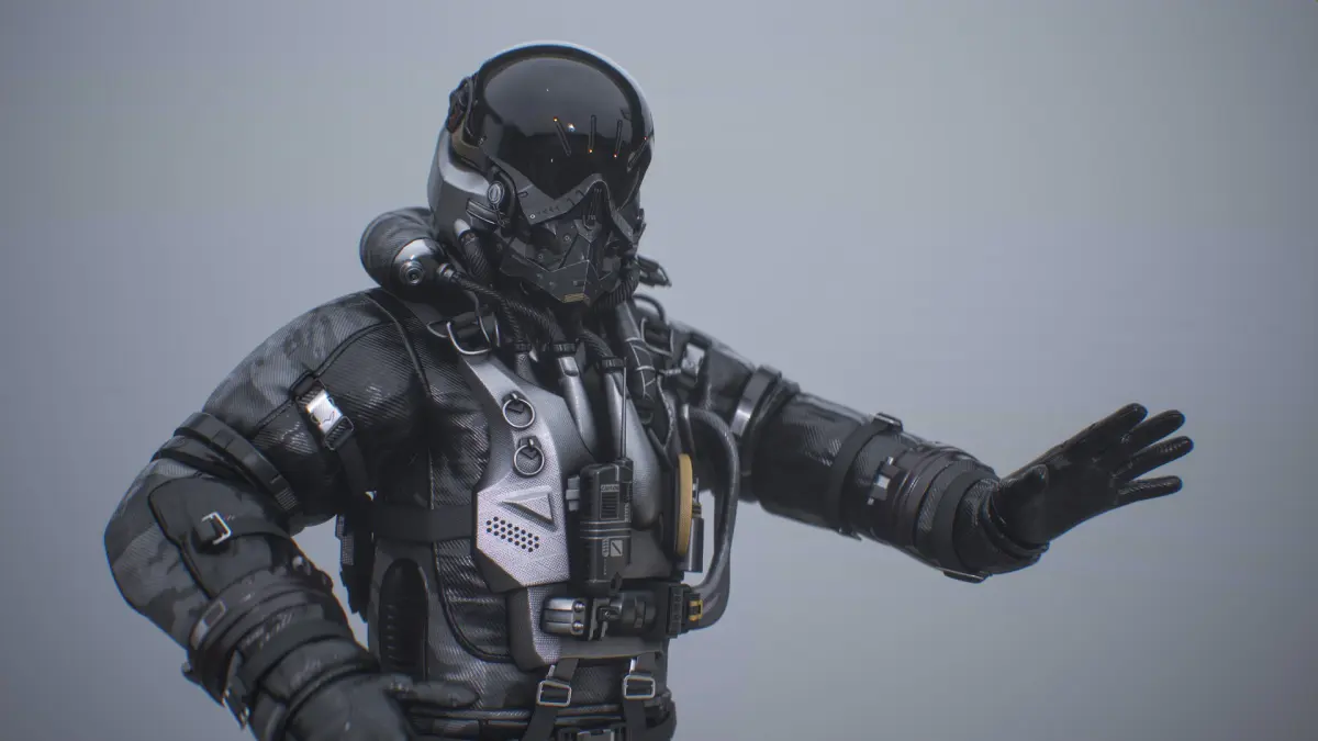 Sci-Fi Military Pilot Character PBR 3D model