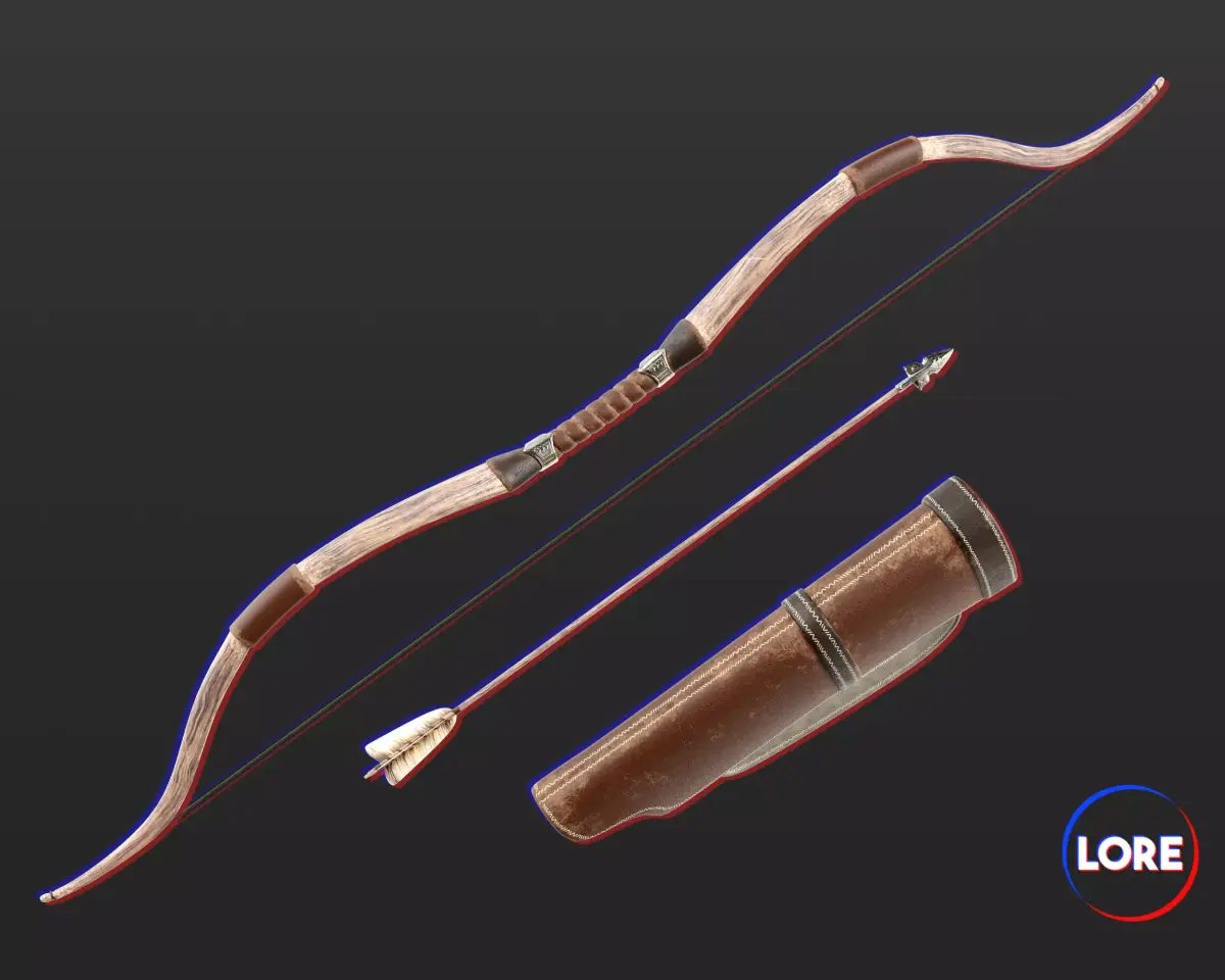 Medieval Noble Weapon Bow and Arrow Low-poly 3D model