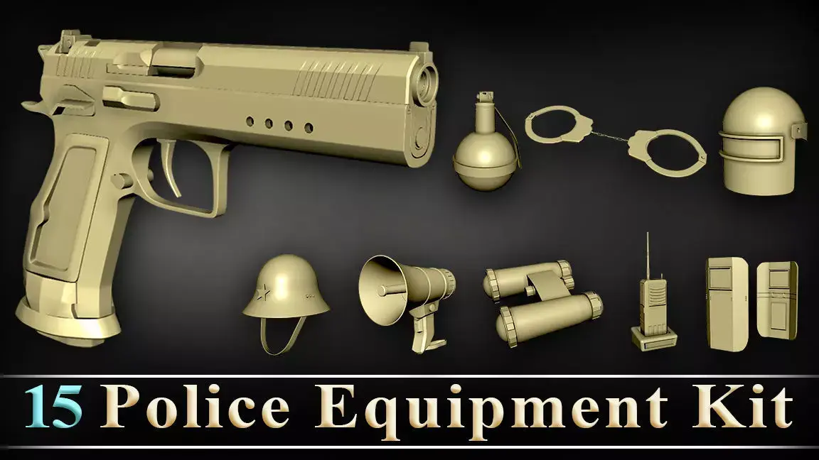 15 Police Equipment Kit Free 3D model