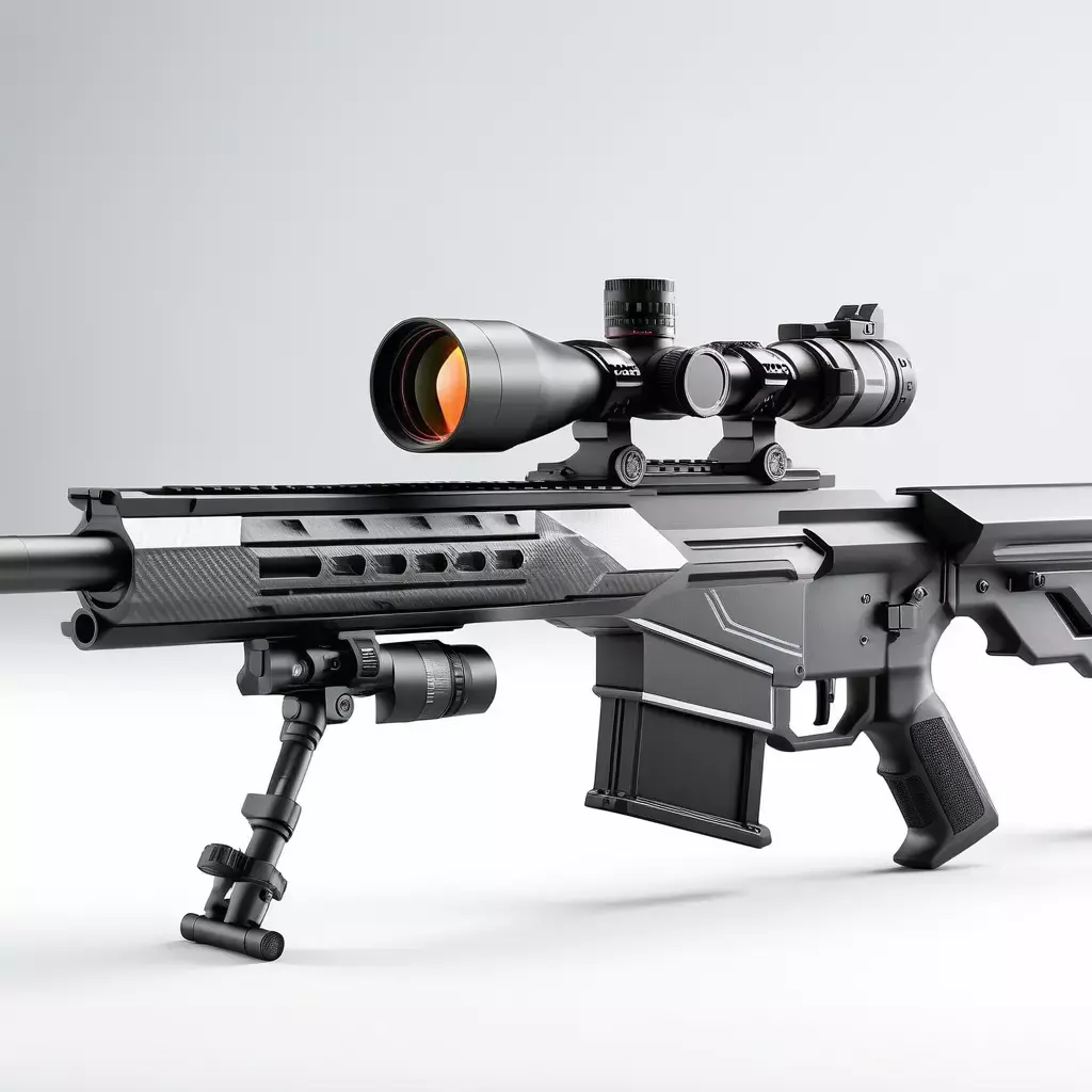 Futuristic Sniper Rifle with Holographic Scope 3D model