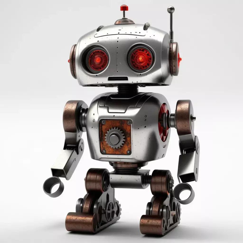 Retro Metallic Robot Character Model 3D model
