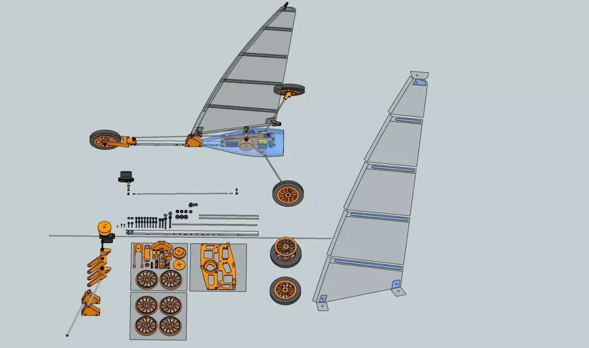 3D printed RC land sailing 3D print model