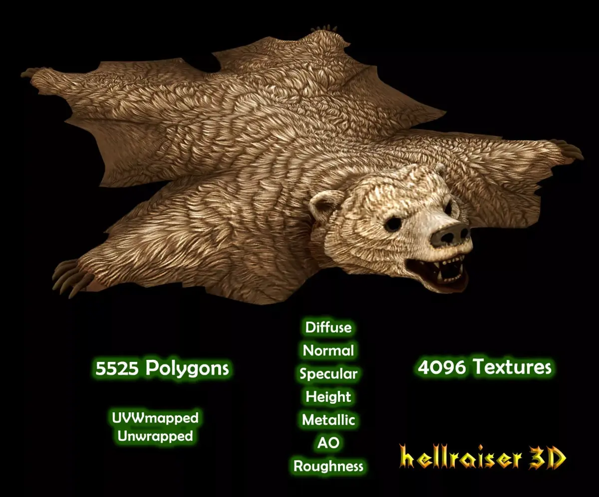 Bear Rug - PBR - Textured Low-poly 3D model