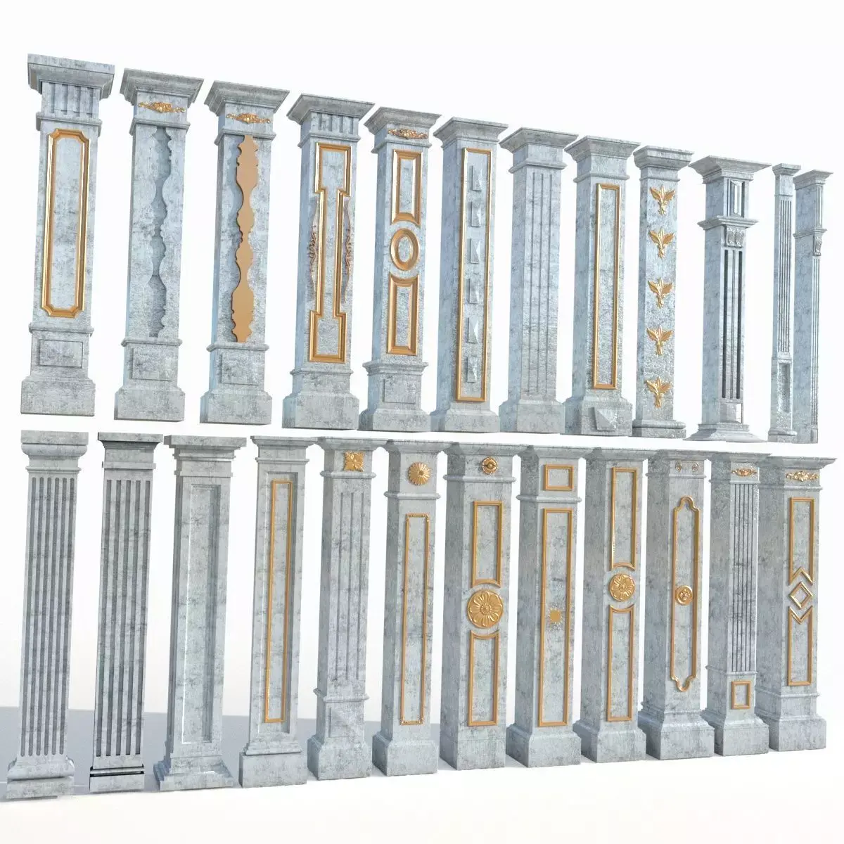 Colone set of marble columns 3D model