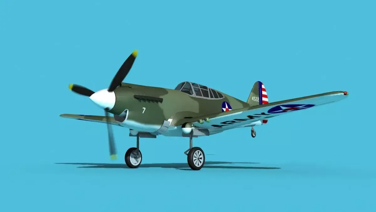 Curtiss P-40B Warhawk V04 USAAF 3D model