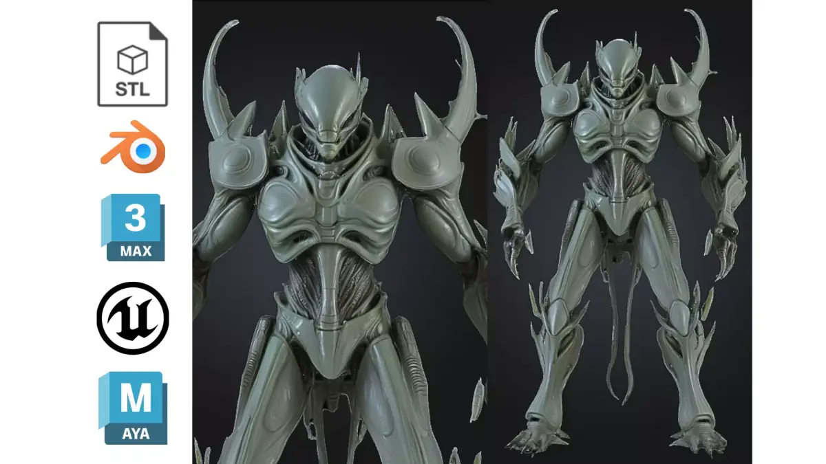 Alien Warlord Low-poly 3D model