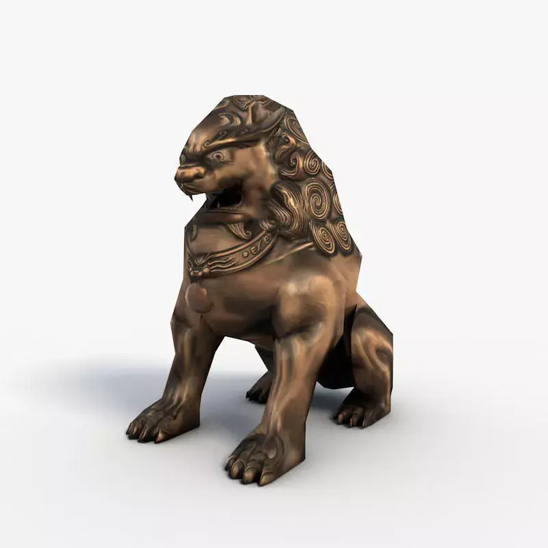 Chinese guardian lion Low-poly 3D model