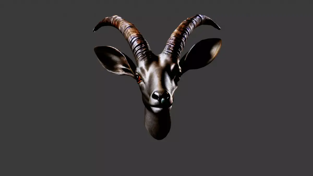 Deer Animal Head Low-poly 3D model 5