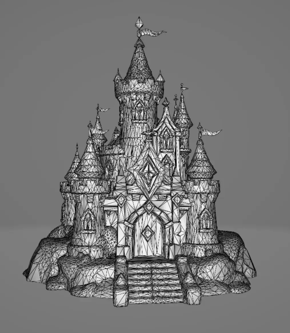 mystical castle 5 50k polys Low-poly 3D model