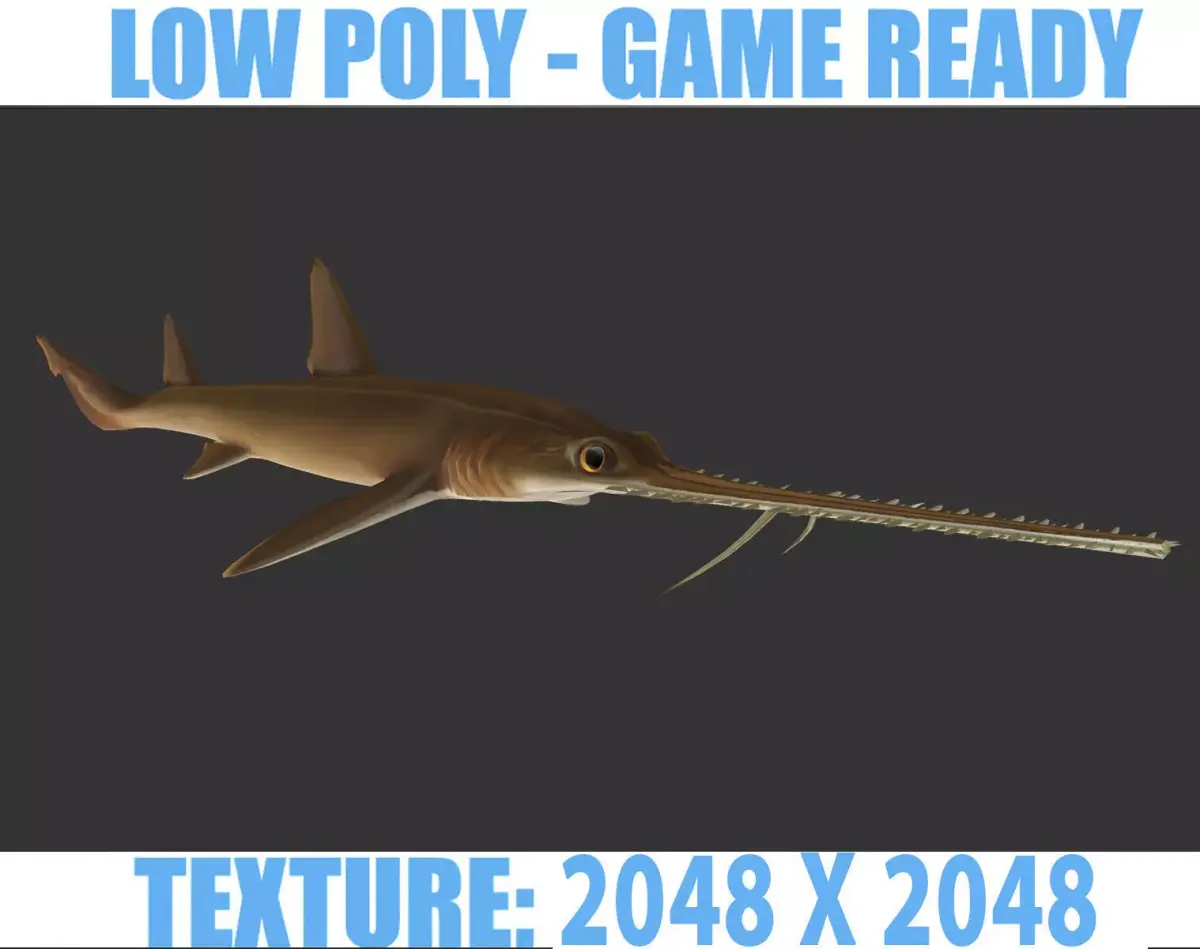 long shark mouth Low-poly 3D model
