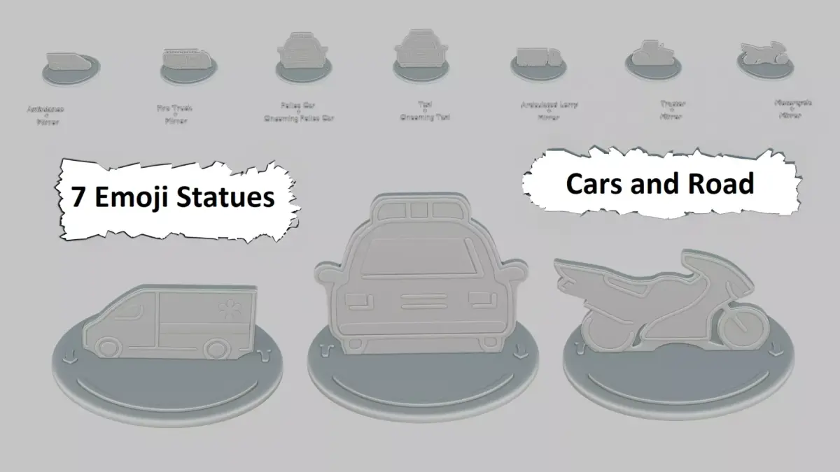 Vehicles Cars and Road Mini Pack Emoji Statues 3D print model purchase