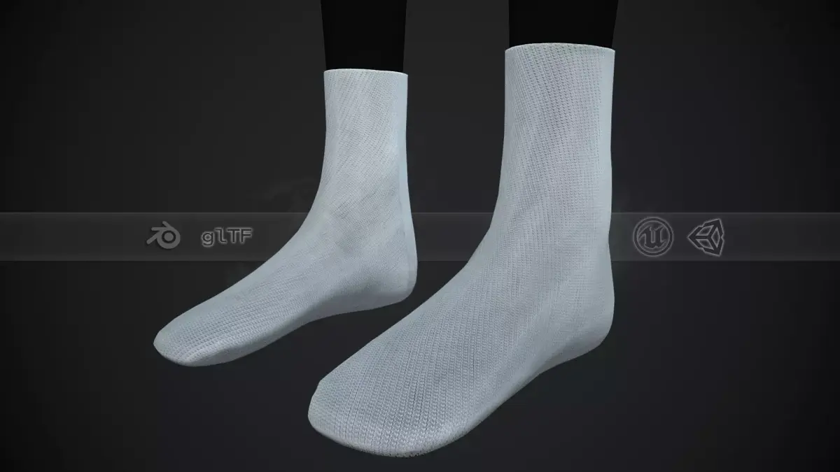 White Socks Style 4  Low-poly 3D model