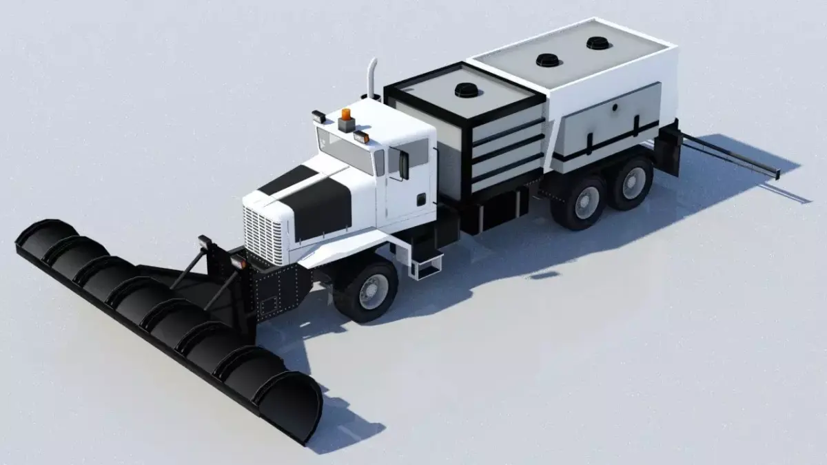 Oshkhosh Snow Plow Low Poly Ground Support Airport Low-poly 3D model