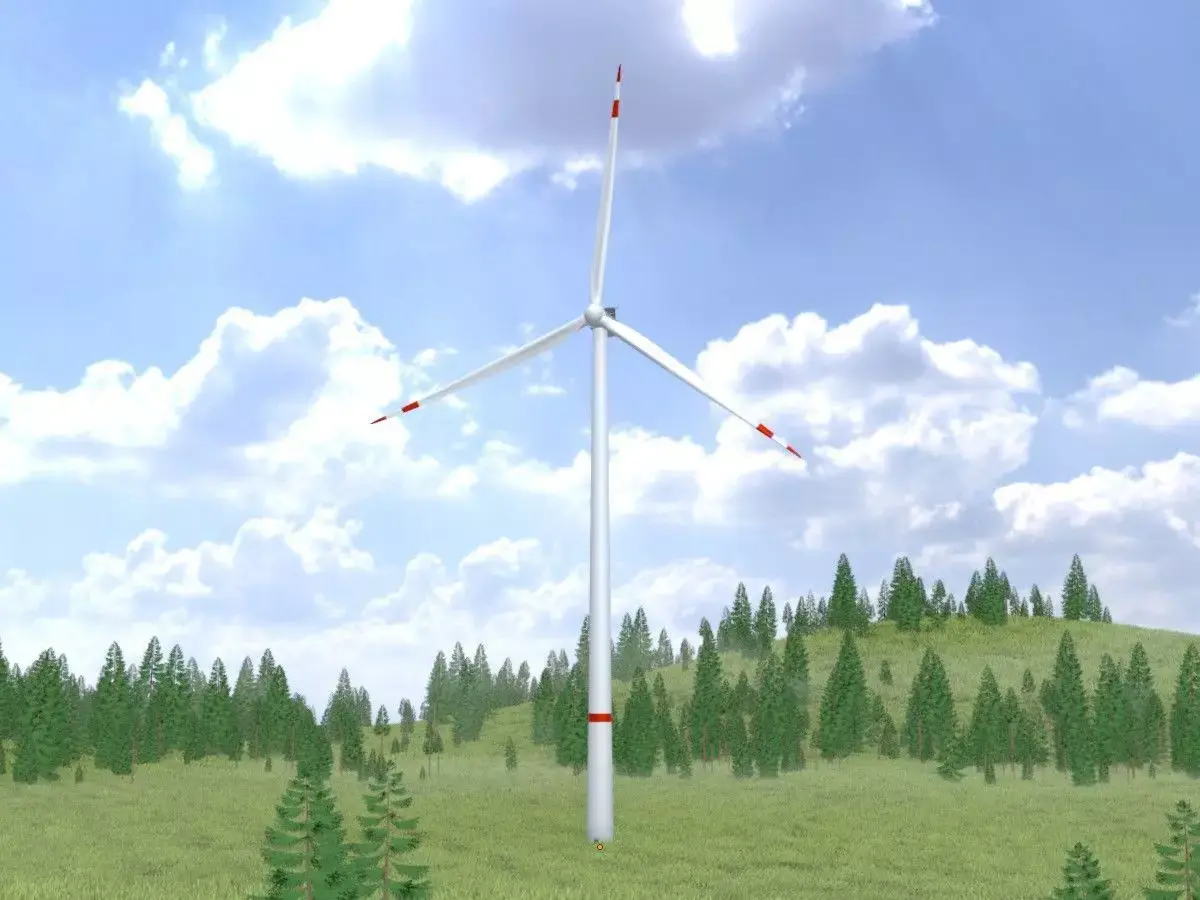 Wind turbine V1 H-175 RD 172 m with animation Low-poly 3D model