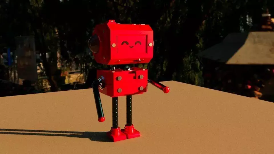 RED CUTE ROBOT Free low-poly 3D model