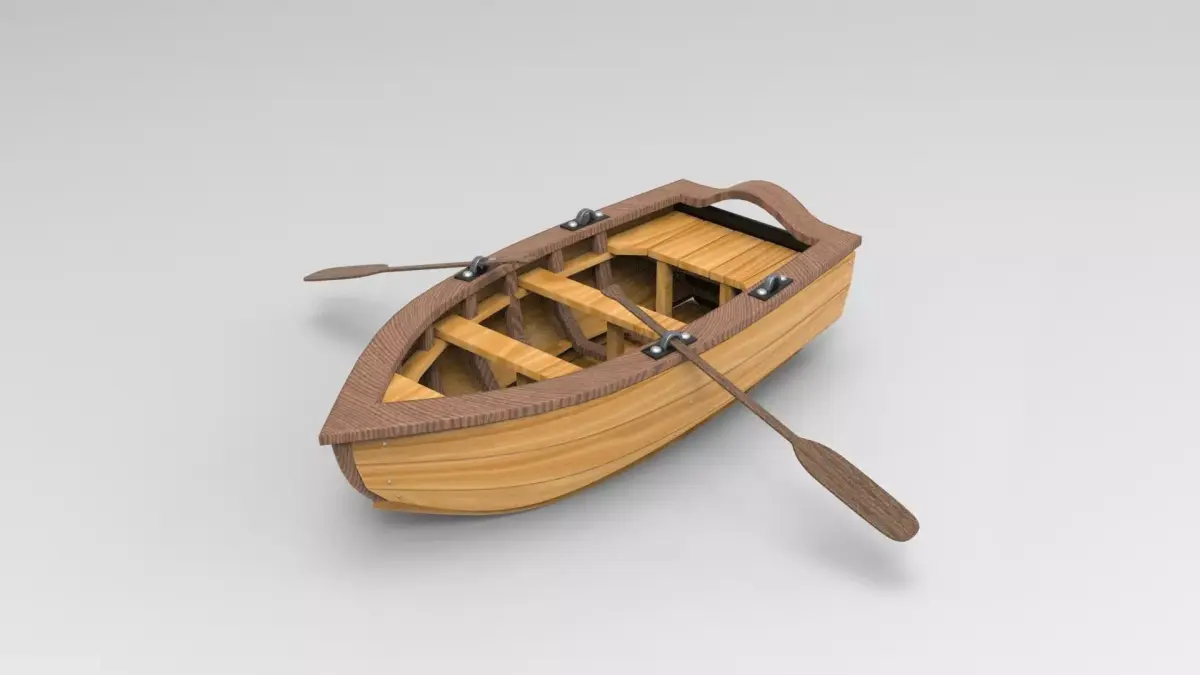 Wood Boat Low-poly 3D model get