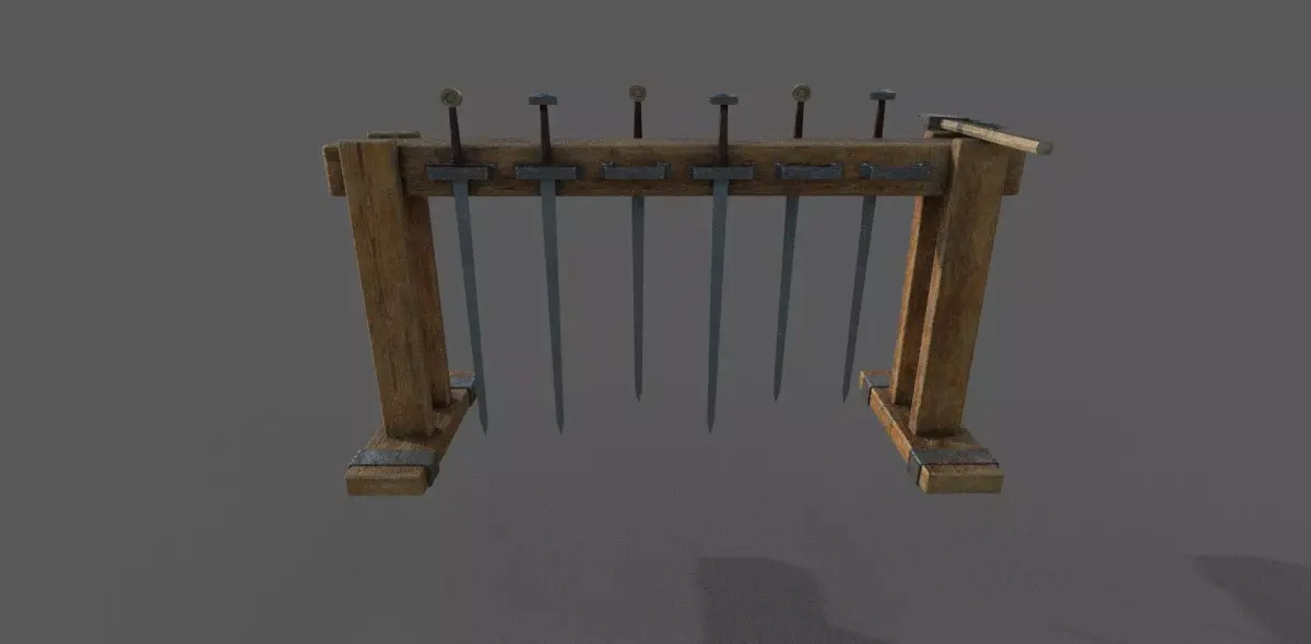 Medieval Rack and swords  Low-poly 3D model