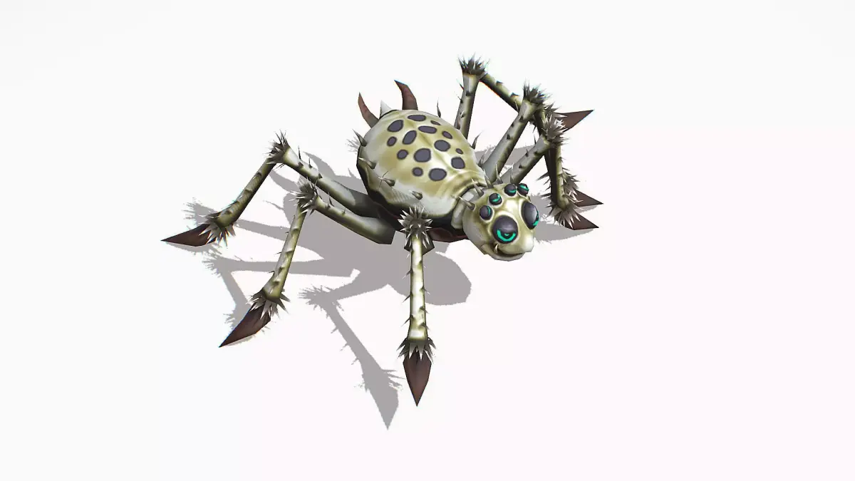 White Spider Insect Animated Funny Cartoon Low-poly 3D model