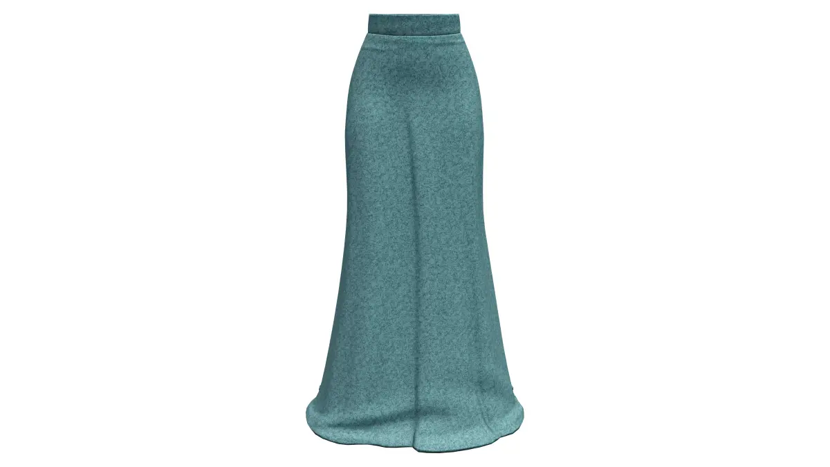 Elegant Slim Green Long Mermaid Style Skirt With Train Low-poly 3D model