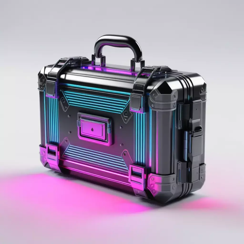 Neon Cyberpunk Briefcase with Holographic Lock 3D model