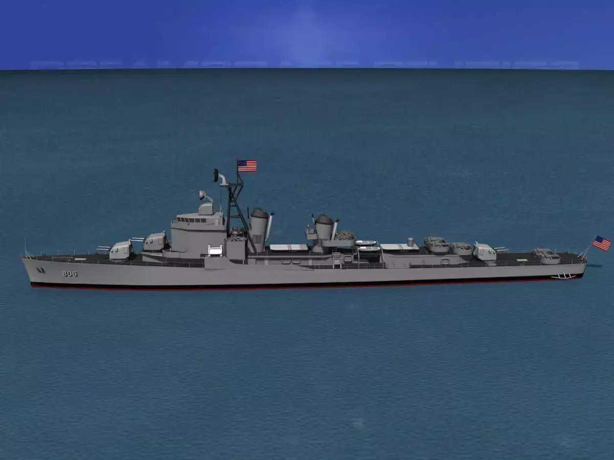 Gearing Class Destroyer DDR-806 USS Higbee 3D model