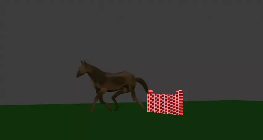 Animated horse and brick obstacle in blender Low-poly 3D model