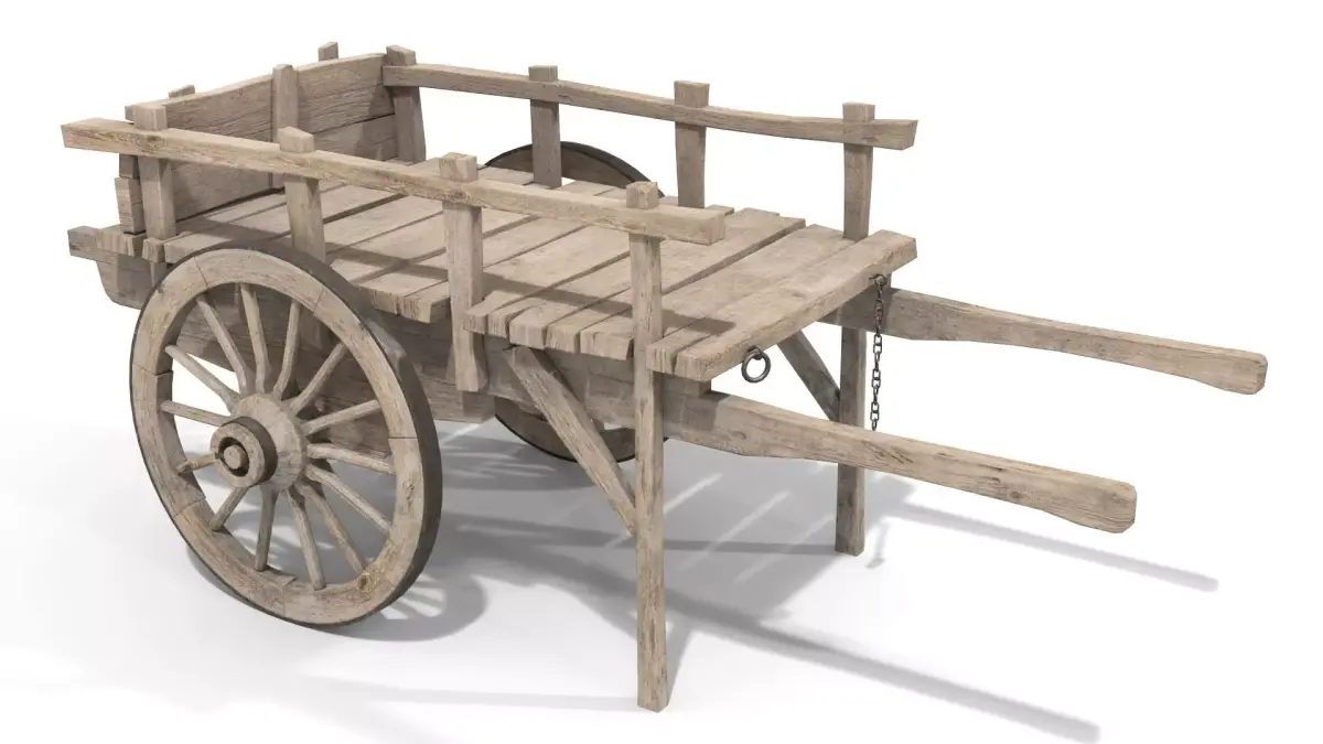 Wooden Trader Cart Low-poly 3D model