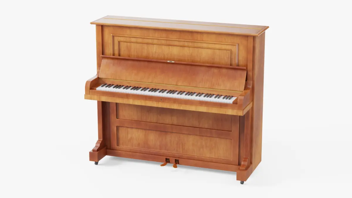 Wooden Upright Piano 3D model