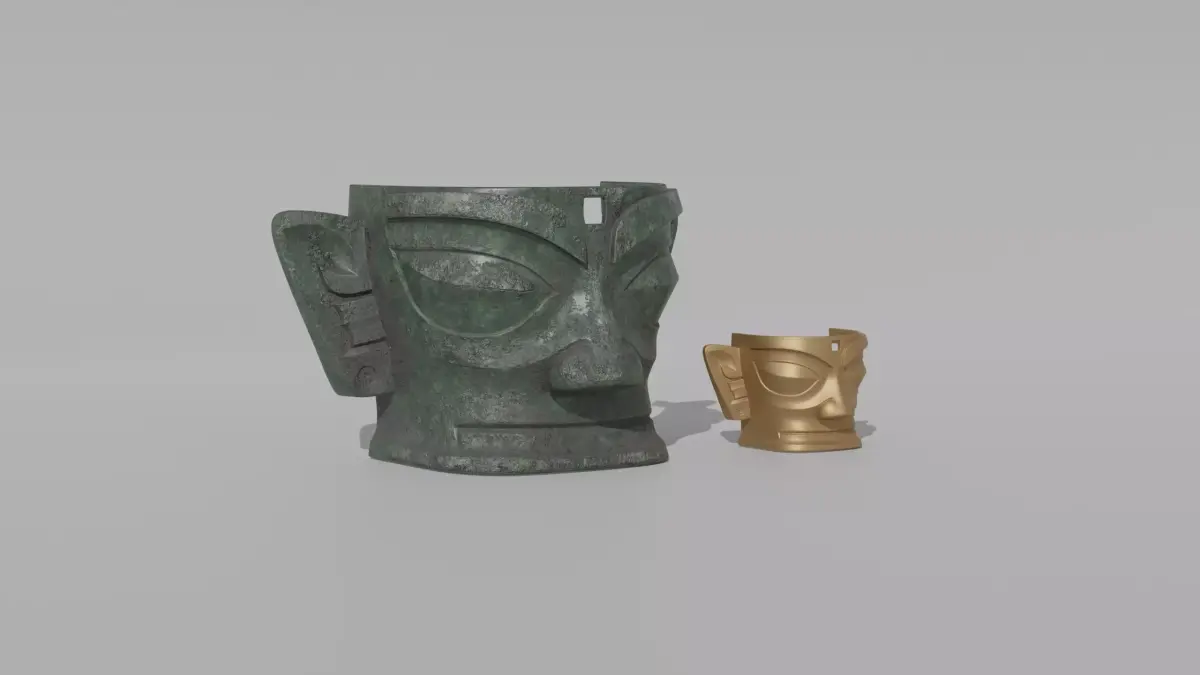 Sanxingdui Bronze Mask cultural relic bronze artifact PBR 3D model