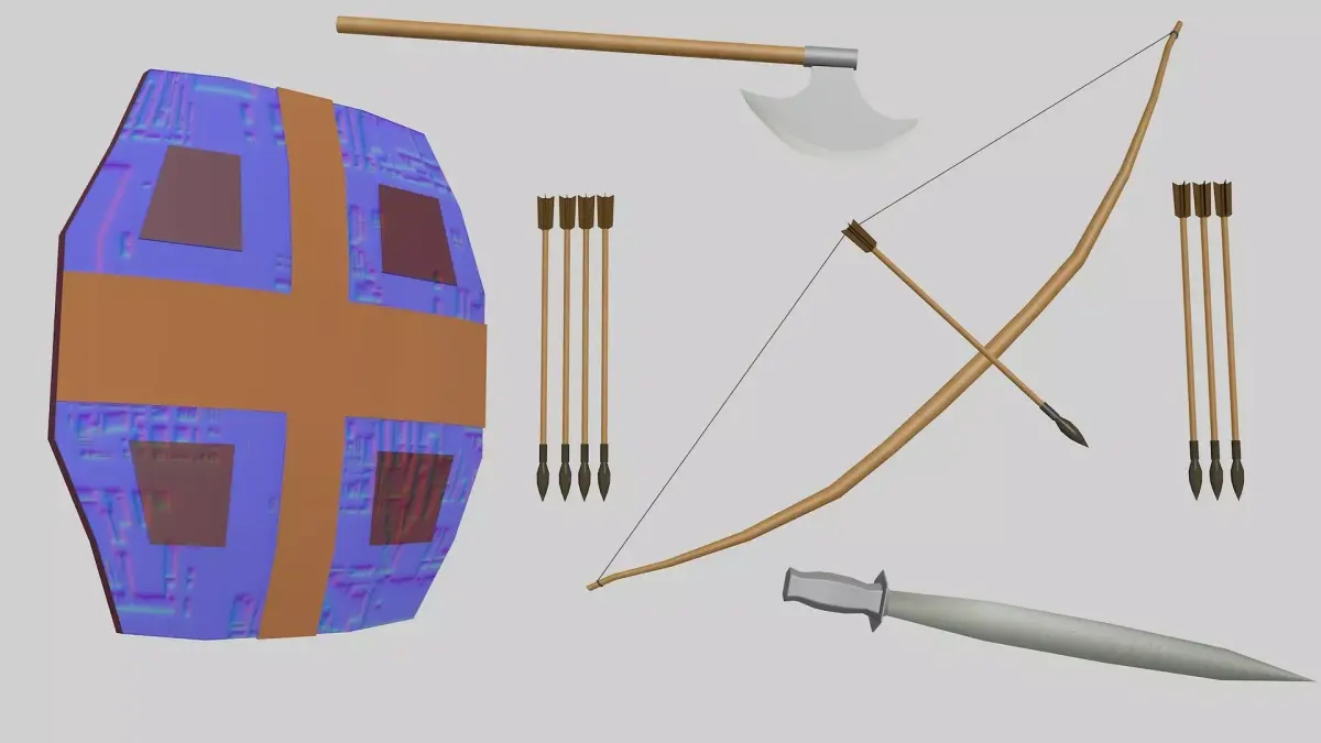 Game ready Viking Weapons Pack Low-poly 3D model