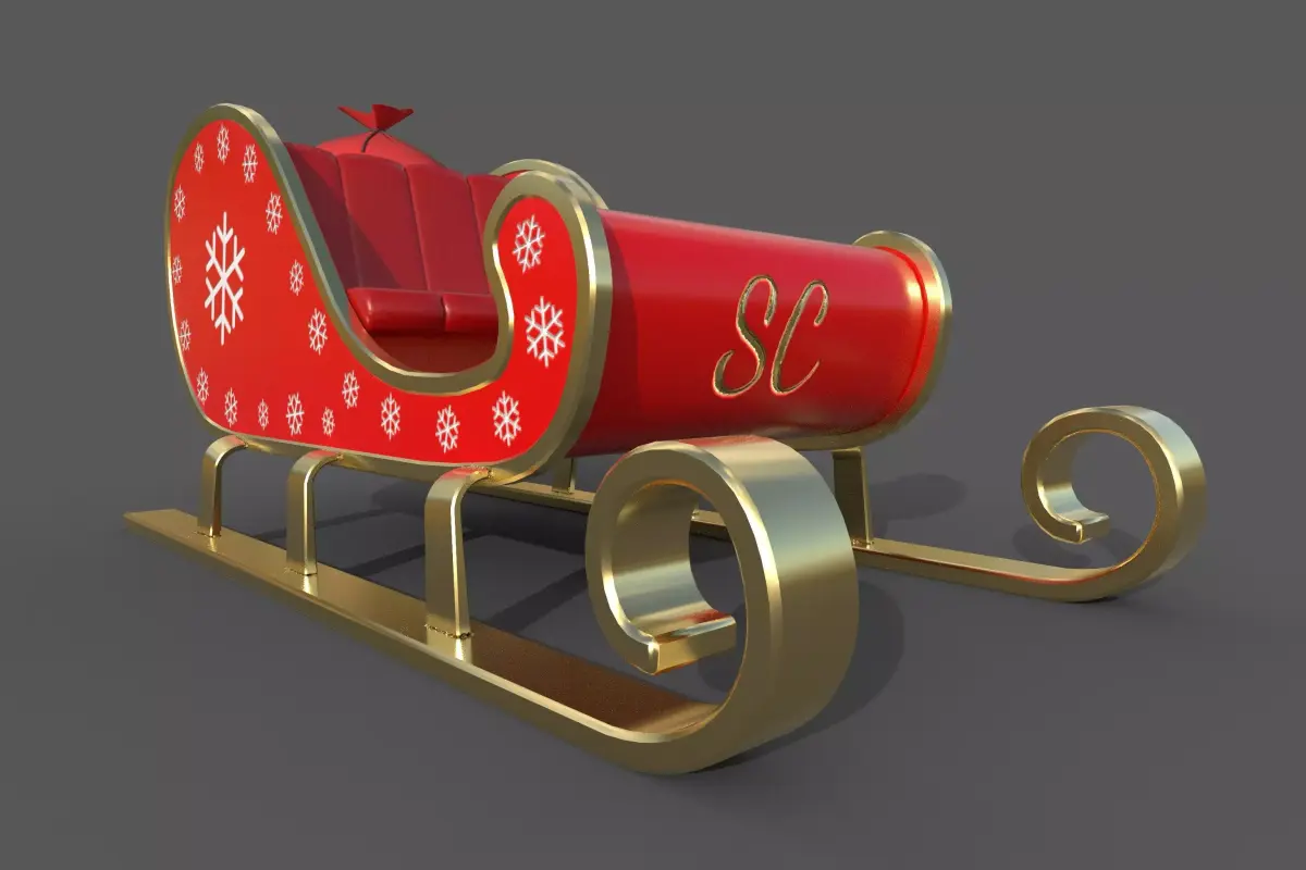 Santa Claus sleigh 3D model 3