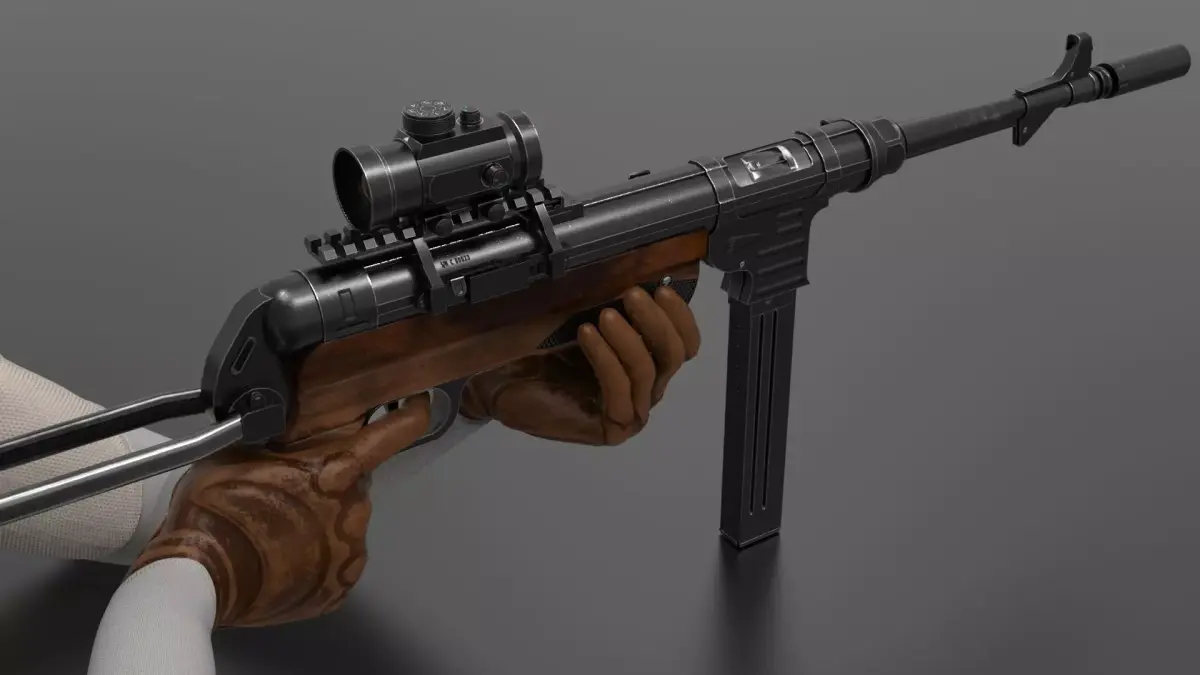 MP 40 Submachine Gun Fps-Tps Low-poly 3D model