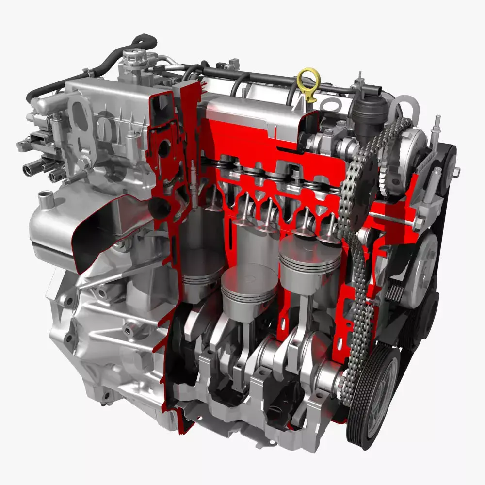 Car 4 Cylinder Engine Cutaway 3D model