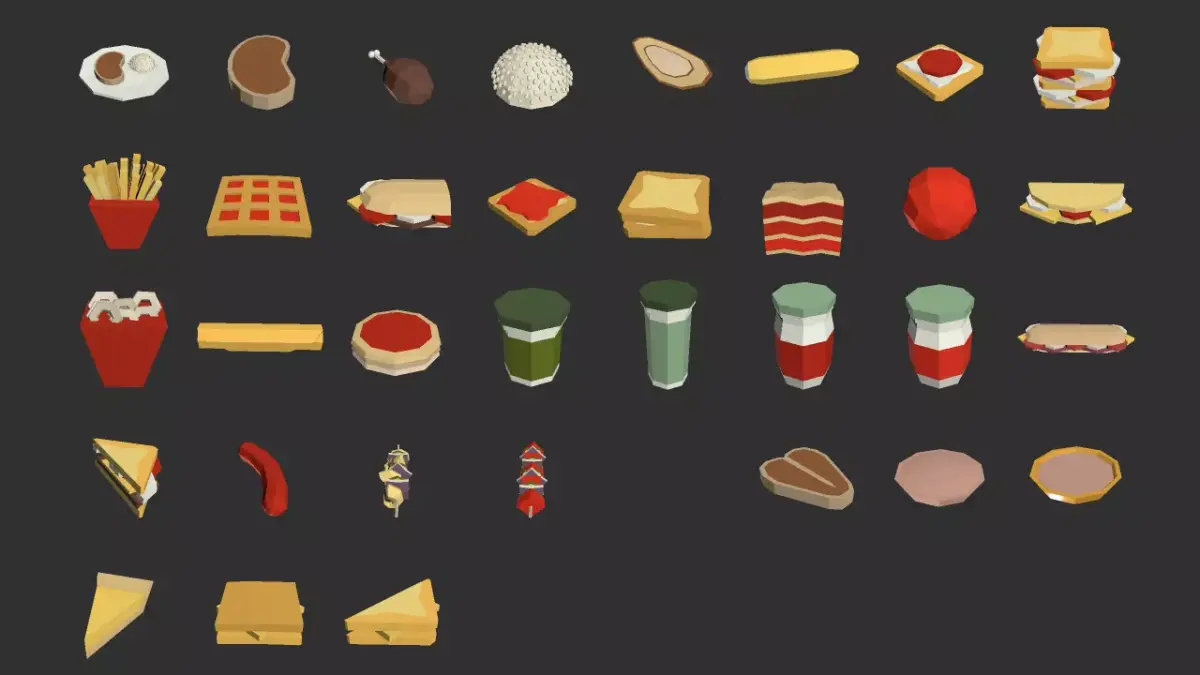 Low Poly Food Packaging Complete stylized Collection Low-poly 3D model